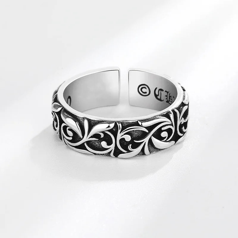 Retro Eternal Vine Ring Silver Color Punk Gothic Vintage Open Ring For Men Women Handmade Designer Jewelry Unisex Accessories