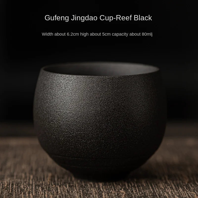 1pc Japanese Style Handmade Stoneware Tea Cup Kung Fu Tea Set Tea Cup Small Single Cup Ancient Style Quiet Road Cup Bowl Teac