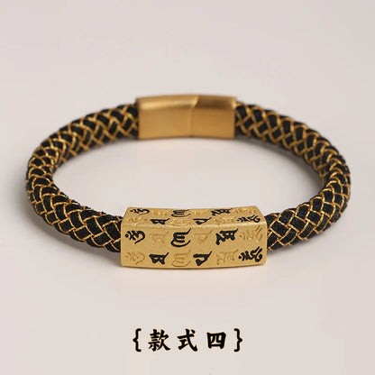 Six-character Mantras Amulet Hand Rope Patron Saint Life Year Chinese Style Fashion Lucky Bracelet Tide Hand-woven Multi-colo