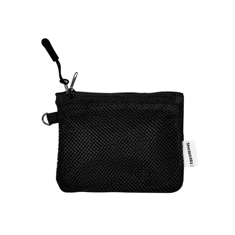 Travel Makeup Storage Bags New Mesh Coin Purse Simple Portable Mini Bag Multi-purpose Square Bag Double-layer Zipper Card Hol
