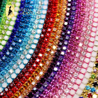 Rhinestones Chain Roll Tassel 1/10Yard Crystal Ribbon Strass Banding Sew On Gold Rhinestone Trim Strip Cup Chains For Needlew