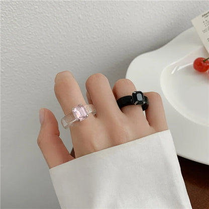 Fashion Luxury Irregular Geometric Transparent Colorful Crystal Rhinestone Zircon Round Ring For Women Shiny Jewelry Accessor