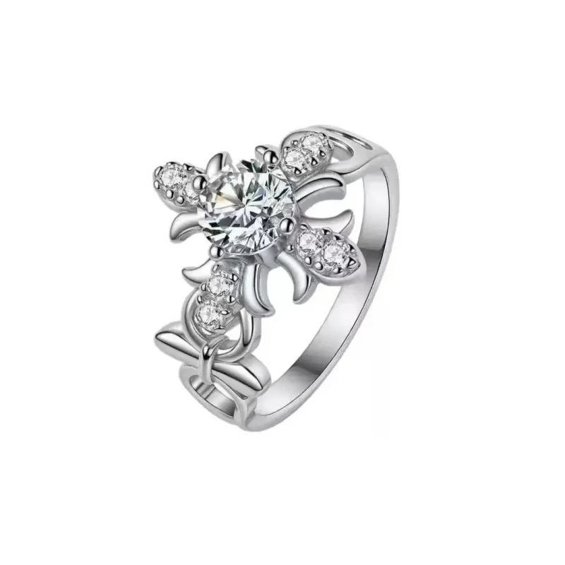 Fashion Zircon Cross Opening Rings for Women Classic Fine Jewelry Minimalist Personality Accessories
