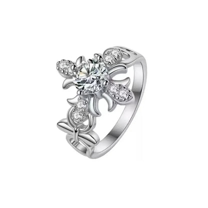 Fashion Zircon Cross Opening Rings for Women Classic Fine Jewelry Minimalist Personality Accessories