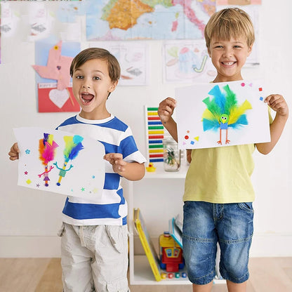1000pcs Kids Crafts Art Supplies Kit Pipe Cleaners Pompoms Foam Stickers Feather Felt Cloth Button DIY Creative Craft Toy Gif
