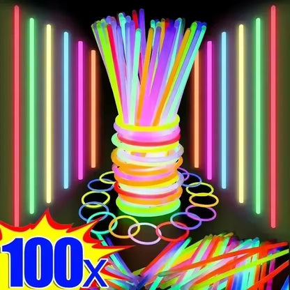 50/100Pcs Fluorescence Sticks Party Multicolor Glowing Stick Bright Colorful Light Bright Bendable Glow Bracelet Party Suppli