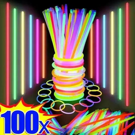 50/100Pcs Fluorescence Sticks Party Multicolor Glowing Stick Bright Colorful Light Bright Bendable Glow Bracelet Party Suppli