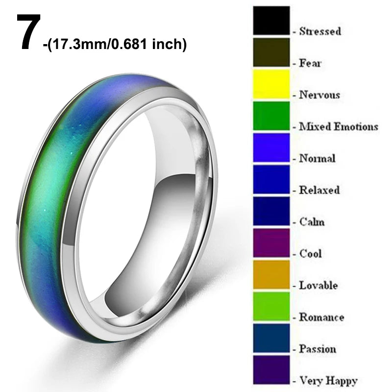 1pc Stainless Steel Mood Ring Changing Color Rings Emotion Feeling Temperature Ring For Women Men Couples Rings Fashion Jewel
