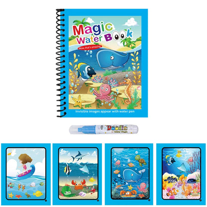 1pc Reusable Water Drawing Book Magic Water Book Mess-Free Magic Painting Pad with Refillable Water Pen Learning Education To