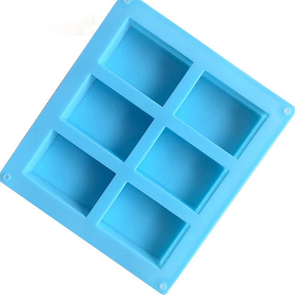 6 grid Handmade Soap Silicon Mold 6 types Floral Pattern Flat Bottom Essential oil Toilet Soap DIY Baking Cake Square Mold