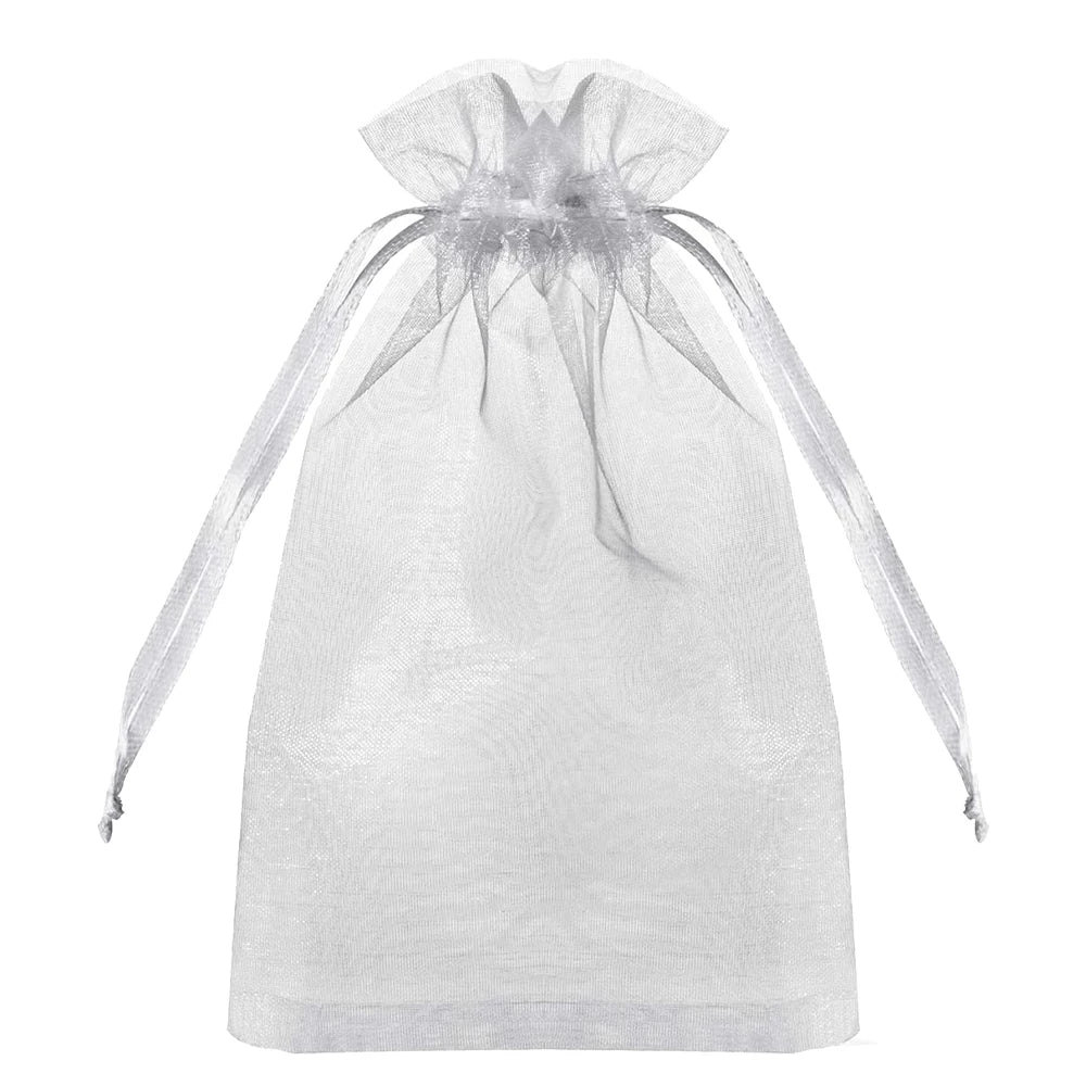 50pcs White Sheer Organza Bag Jewelry Gift Party Favor Bags with Drawstring for Wedding Christmas Small Jewelry Storage