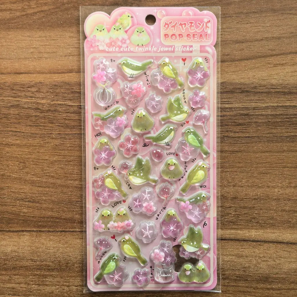 4 Pcs/Set Shiny Crystal Decorative Stickers - Cute Animal & Flower Embellishments for Journal DIY BulingBulingStickers Store