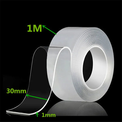 1m 2m 3m 5m Nano Tape Double Sided Tape Transparent Reusable Waterproof Adhesive Strong Tapes Cleanable Kitchen Bathroom Supp