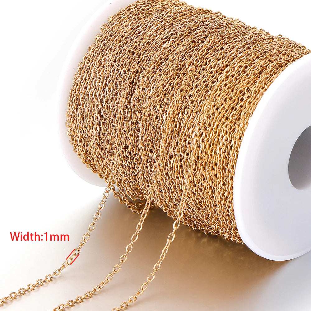 2 Meters No Fade Stainless Steel 1/1.5/2mm Width Cross Chains Link Chains for Necklaces Bracelets Findings DIY Jewelry Materi