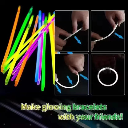 50/100Pcs Fluorescence Sticks Party Multicolor Glowing Stick Bright Colorful Light Bright Bendable Glow Bracelet Party Suppli