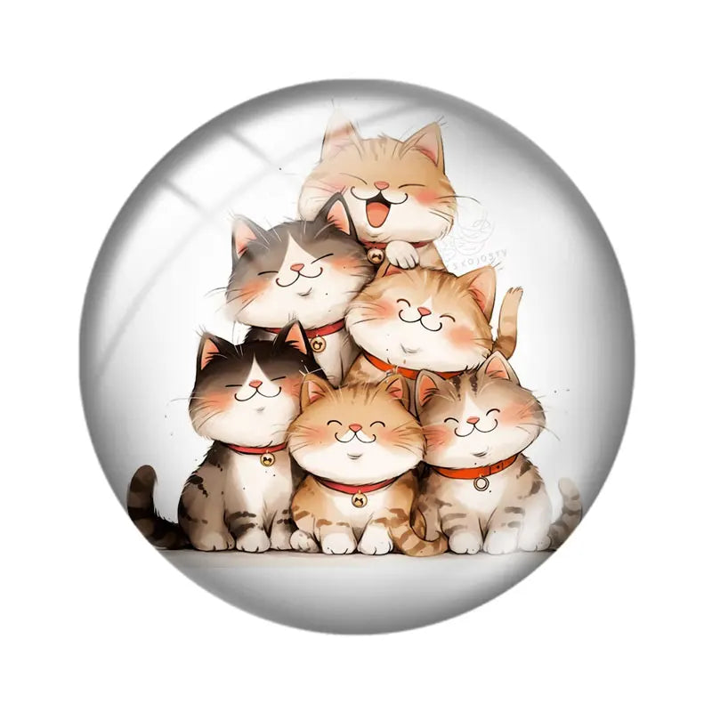 Funny Cats 10pcs 12mm/18mm/20mm/25mm Round photo glass cabochon demo flat back Making findings - 10pcs-BG2190-03 / 25mm