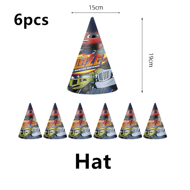 Blaze Monster Balloons Machines Race Car Happy Birthday Banner Party Decoration Cake Topper Disposable Tableware Background B