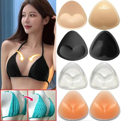 2pcs Silicone Bra Inserts Breast Pads Sticky Push-up Women Bra Cup Thicker Nipple Cover Patch Bikini Inserts for Swimsuit Gif