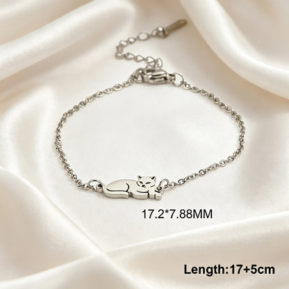Cute Dachshund Dog Stainless Steel Bracelet for Women's Valentine's Day Commemorative Day Jewelry and Gift - Steel color J