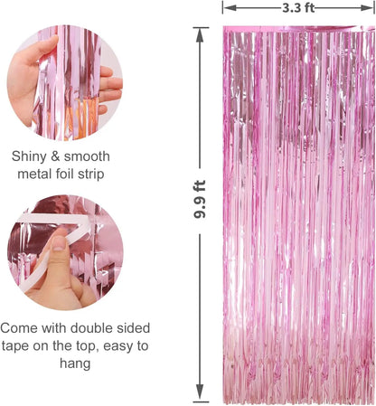 Metallic Tinsel Foil Fringe Curtains Photo Backdrop Glitter Streamers Foil Fringe Backdrop Curtain for Xmas Wedding Backgroun