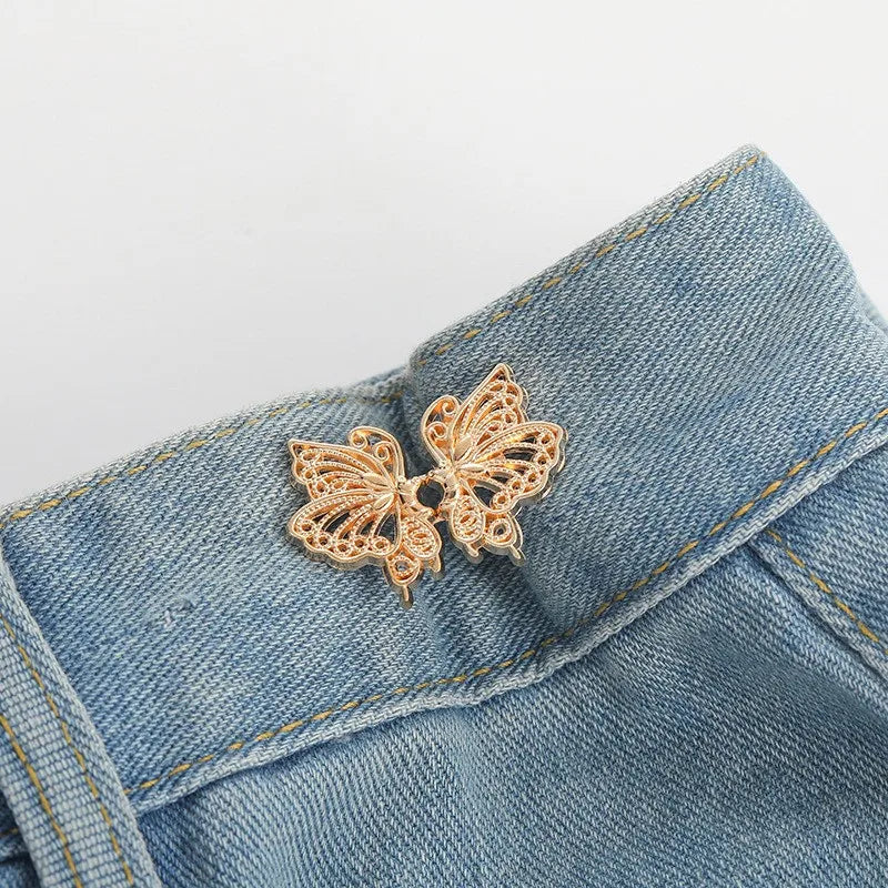 Jeans Button Adjustable Clips for Pant Skirts Waist Tightener Buckle Snap Button Adjuster Butterfly Pin Button Clothing Suppl