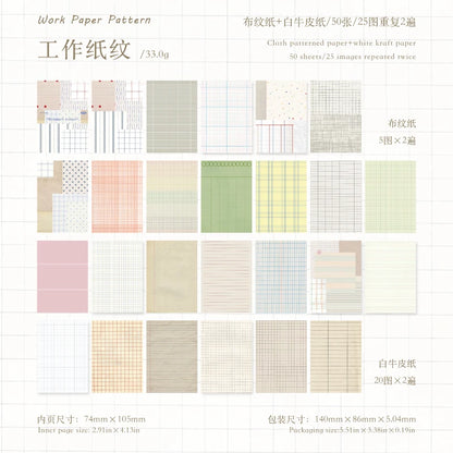 50pcs creative plaid Decor Scrapbook Vintage Material Paper Kit DIY Junk Journal Collage Photo Album Retro Background paper ﻿