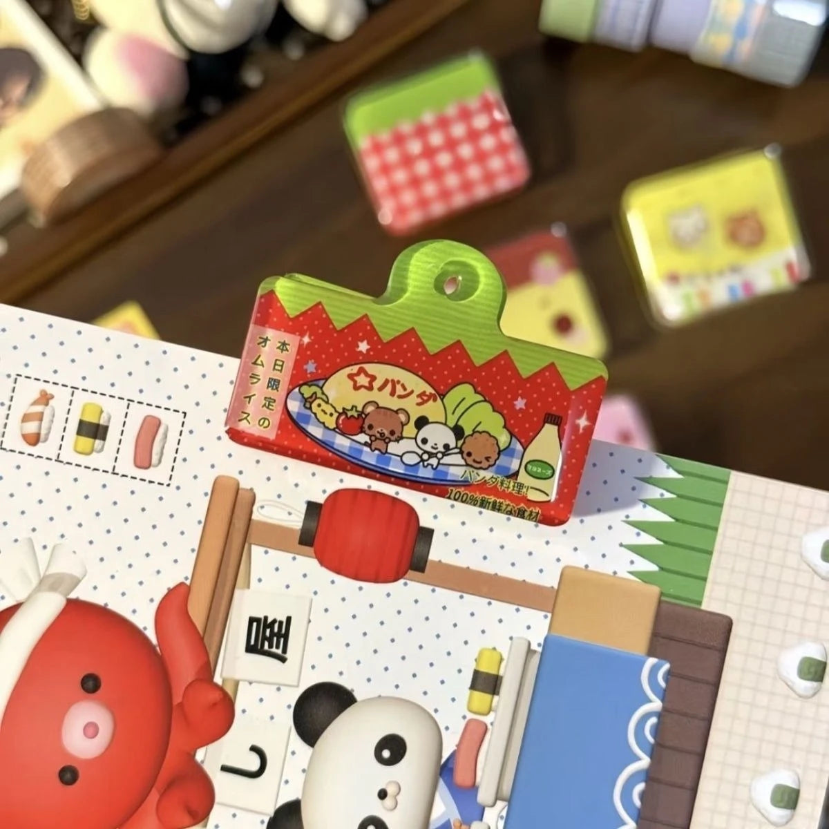 Japanese Cute Cartoon Planner Book Clips Acrylic Lovely Scrapbook Decor Clip School Stationery Supplies - Red