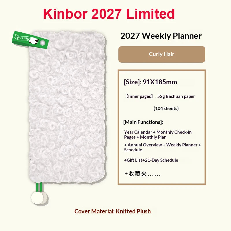 Kinbor Original Undated Weekly Planner, Illustrated Hardcover Journal with Two Pages Per Week, Portable To-Do List Notebook S