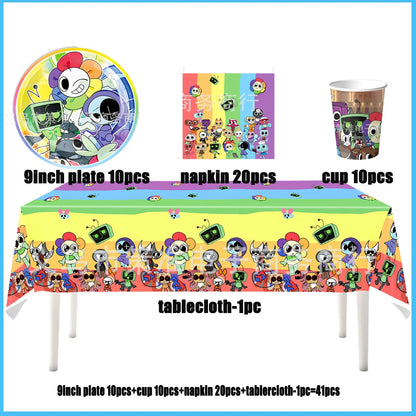 Dandys World Theme Birthday Party Decoration Disposable Tableware Dandy Balloon Napkin Backdrop For Baby Shower Kid Gift Supp