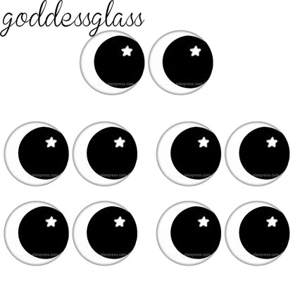 Glass Cartoon Doll Round Eyes Heart Pupil Lovely 10pcs 12mm/18mm/20mm/25mm Round Cabochon Flat Back Making Findings Jewelry -