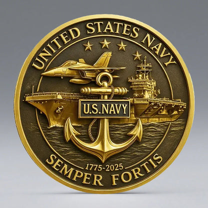 2D UV 1775-2025 250th Anniversary Gold Plated Collection Coin United States Semper Fortis Souvenir Coin