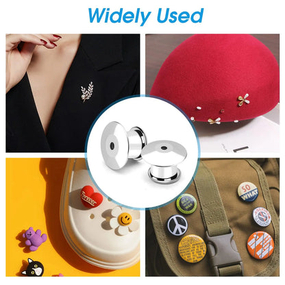 20-Piece Stainless Steel Locking Pin Backs | Secure Clasps for Brooches, Lapel Pins & Enamel Badges | Jewelry Making Supplies