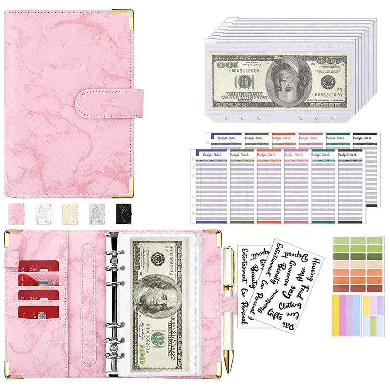 New Budget Plan Notebook A6 Cash Envelope Saving Money 6 Holes Binder for Financial Management A6 Loose-leaf Notebook Binder 