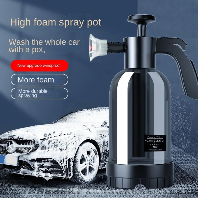 2L Hand Pump Foam Sprayer with 3 Types of Nozzle Hand Pneumatic Foam Cannon Snow Foam Car Wash Spray Bottle Car Window Cleani