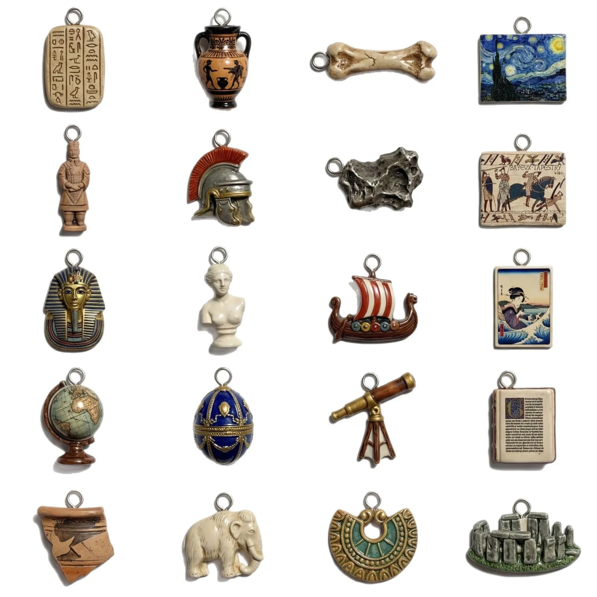 Mini World History Antique Figurine Charms Artifact Pendant, Vintage Ornaments For Necklace Bracelet Bag DIY Jewelry Making