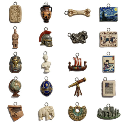 Mini World History Antique Figurine Charms Artifact Pendant, Vintage Ornaments For Necklace Bracelet Bag DIY Jewelry Making