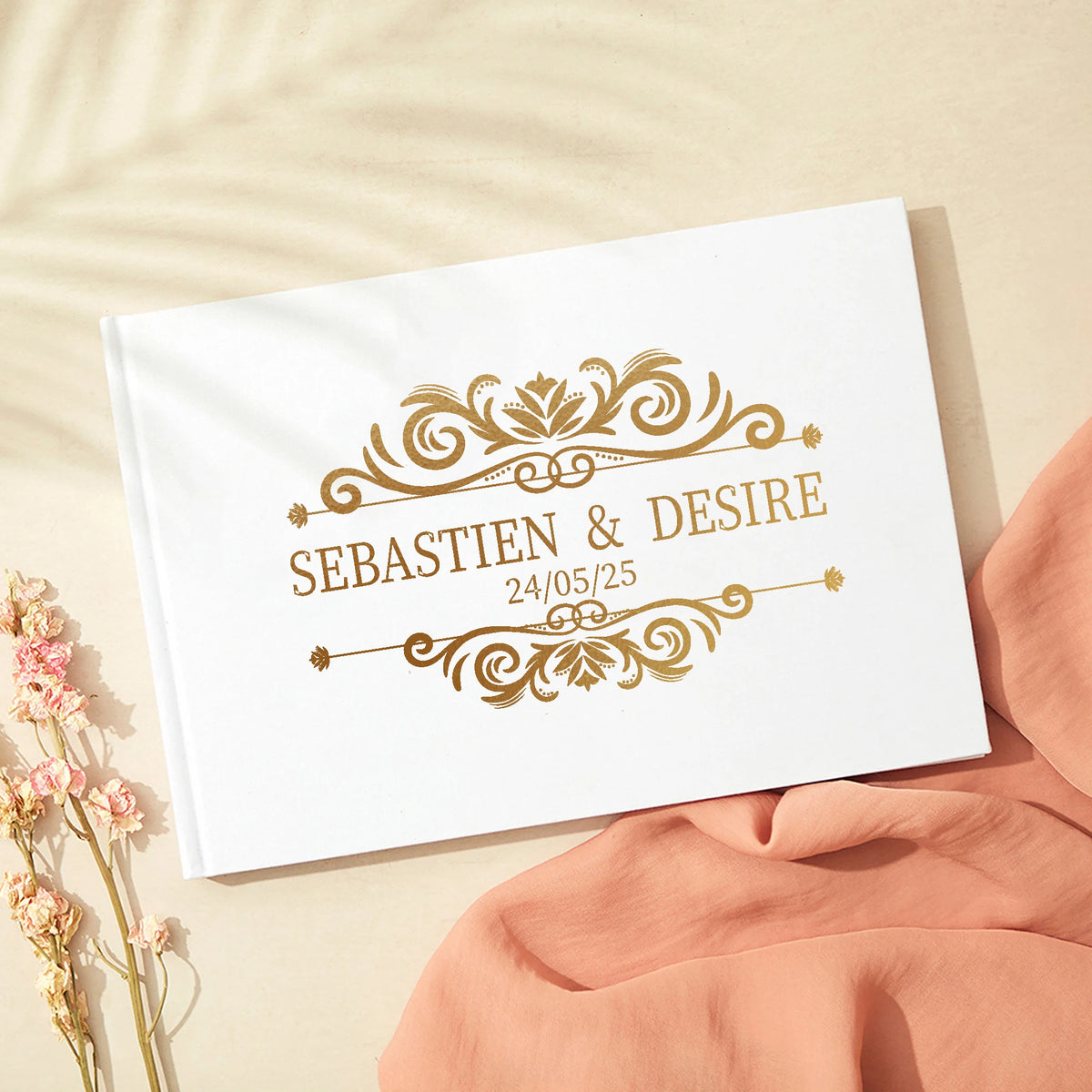 Personalized Guest Book for Wedding Noble Message Photo Album Simple Elegant Horizontal Wedding Reception Signing Book Party 