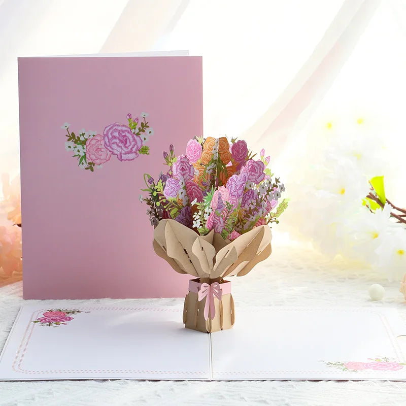 3D Pop Up Flower Greeting Cards Wedding Card Anniversary Thanksgiving Valentines Day Birthday Gift Thank You Card Handmade Ca