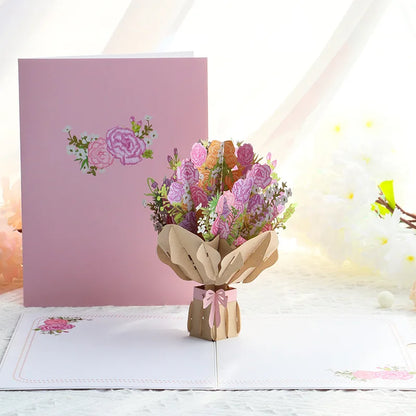 3D Pop Up Flower Greeting Cards Wedding Card Anniversary Thanksgiving Valentines Day Birthday Gift Thank You Card Handmade Ca