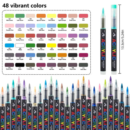 12-366 Colors Acrylic Marker Set Waterproof Acrylic Brush Marker Professional Acrylic Painting Marker DIY Art Supplies