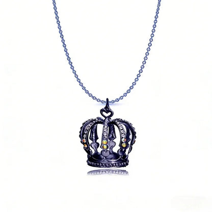 Elegant Crown Pendant Necklace Large Clavicle Chain Sweater Chain Fashion Jewelry Accessory Multiple Colors for Women Girls G