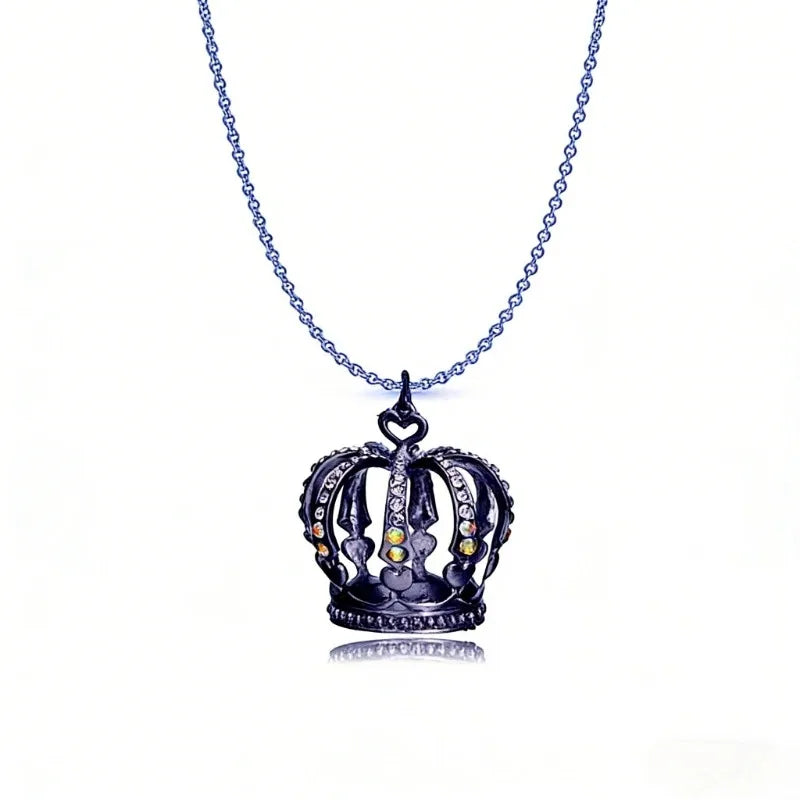 Elegant Crown Pendant Necklace Large Clavicle Chain Sweater Chain Fashion Jewelry Accessory Multiple Colors for Women Girls G
