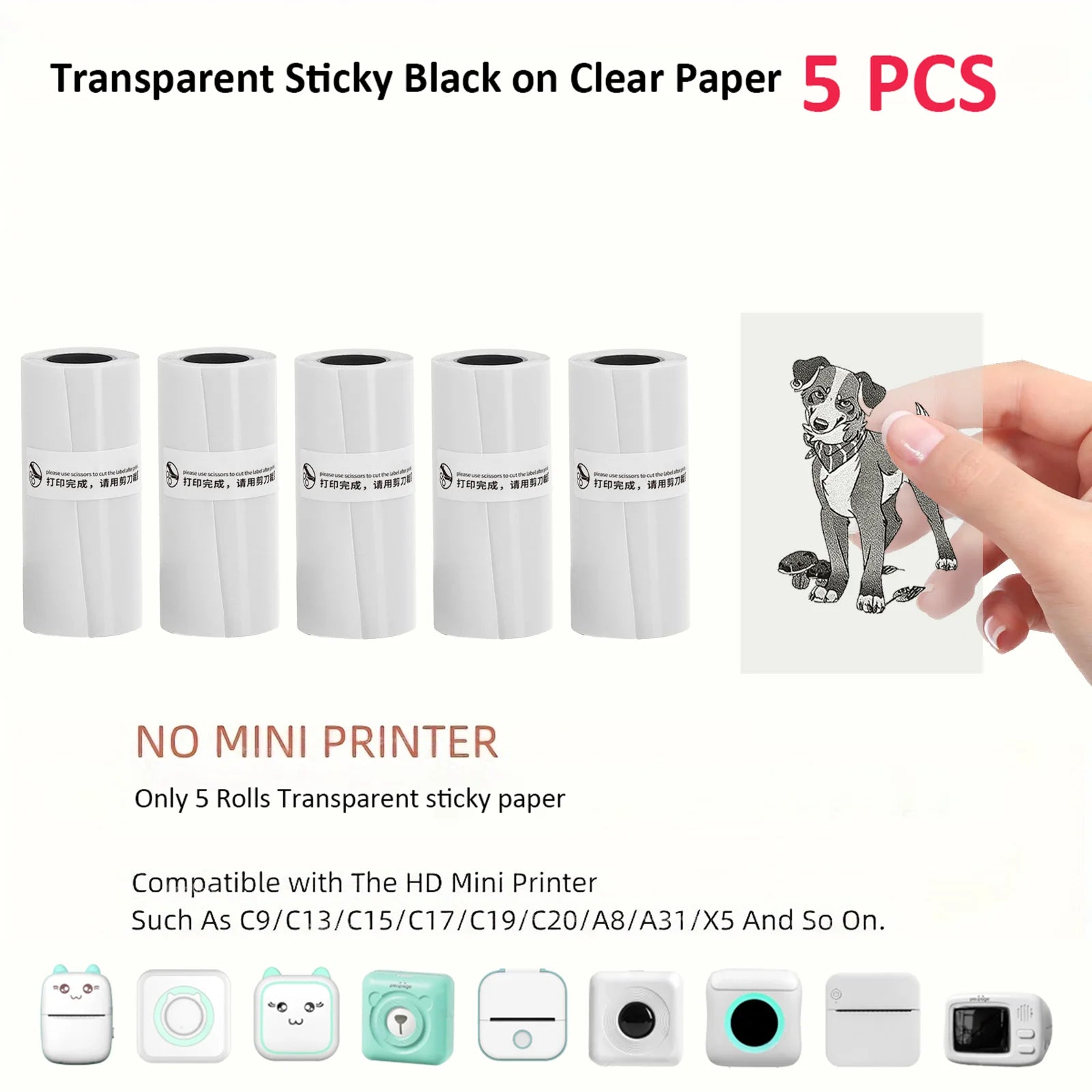 Thermal Mini Printer, Portable Inkless Sticker Maker,Bluetooth Free Cut Small Pocket Printer for Children DIY 57mm Photo Prin