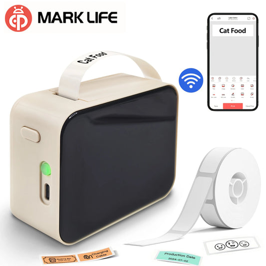 Marklife P15 Mini Portable Label Printer Smart Pocket Printer Thermal Adhesive Sticker Labeling Machine ot 3PK Label Paper No