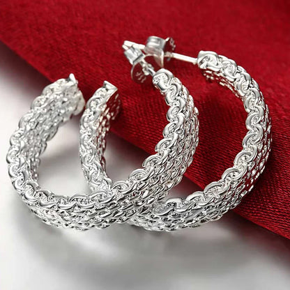 925 Sterling Silver Earrings Simple Round Circle Hoop Earrings For Woman Fashion Wedding Engagement Charm Jewelry