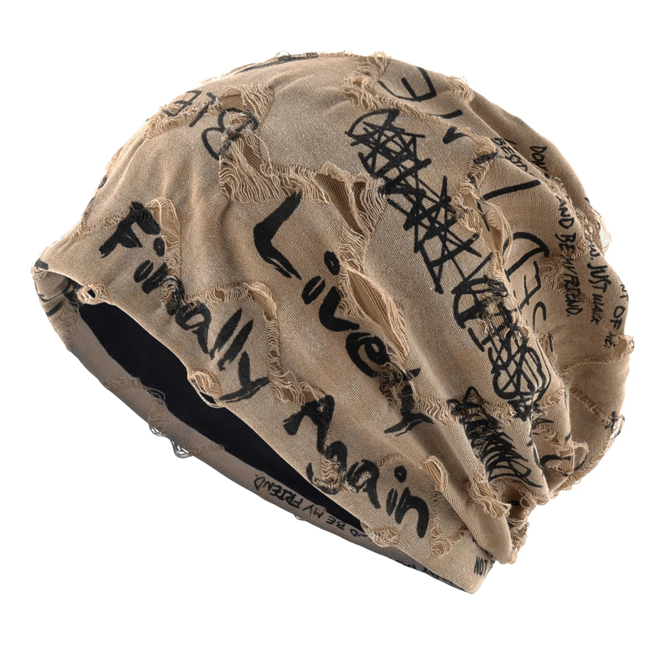 Letter Print Beanie Hats For Women Men Vintage Distressed Cracked Design ​Wasteland Style Spring Summer Warm Fleece-lined Win