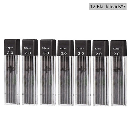 Mechanical Pencil Set 2.0 mm with 2B Black/Colors Lead Refill For Writing Sketching Art Drawing Painting School Automatic Pen
