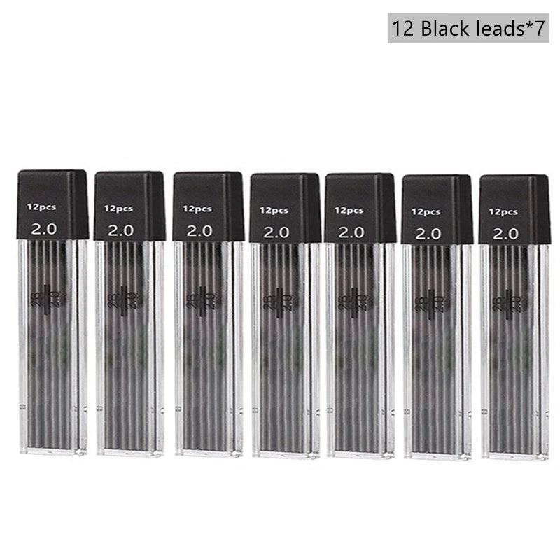Mechanical Pencil Set 2.0 mm with 2B Black/Colors Lead Refill For Writing Sketching Art Drawing Painting School Automatic Pen