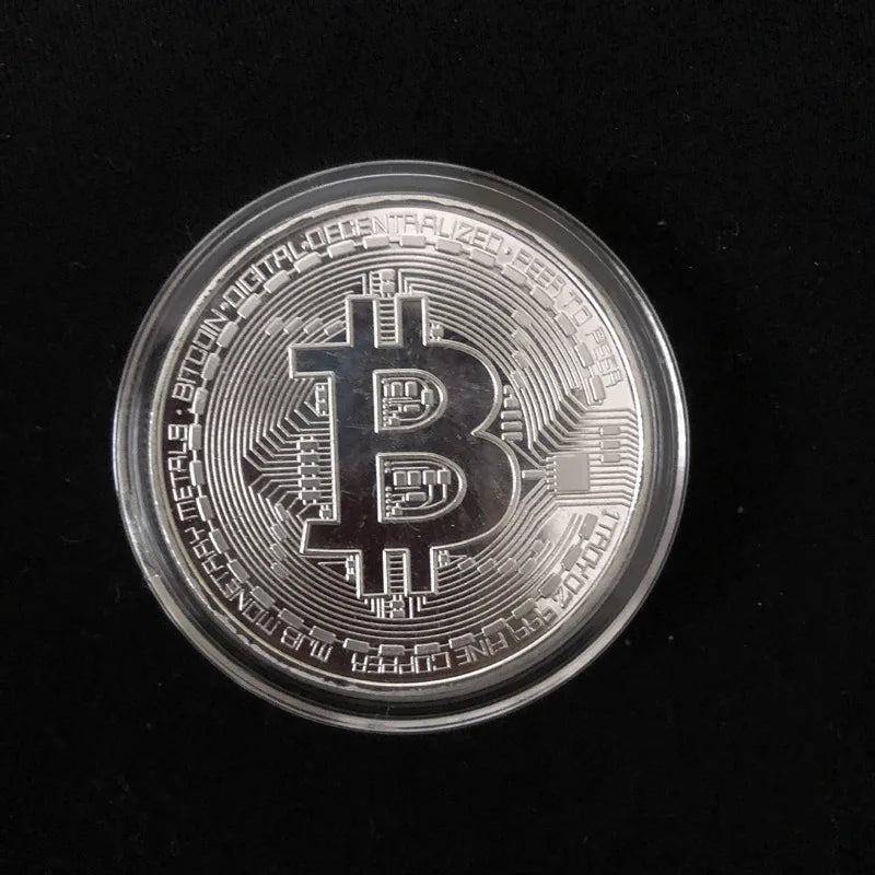 Gold Plated Bitcoin Coin Collectible Art Collection Gift Physical Commemorative Casascius Bit BTC Metal Antique Imitation - S