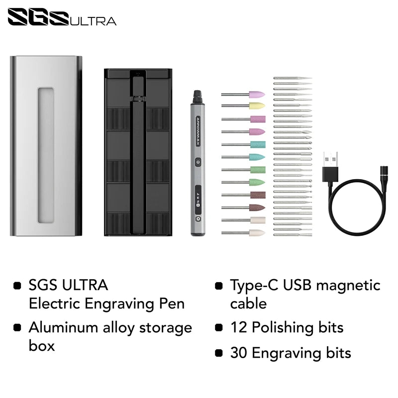 ARROWMAX SGS Engraving Pen Cordless Rotary Tool Kit Electric Mini Grinder with 42 Bits for Crafts Metal Wood Glass Carving - 